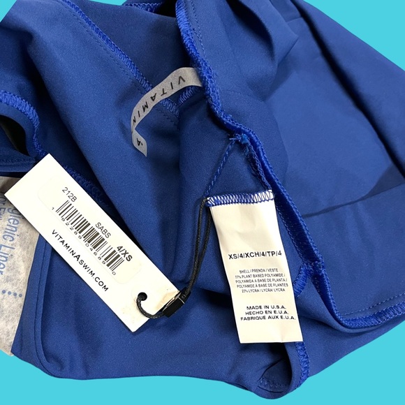 NWT Vitamin A Elena High Rise bikini bottoms in royal blue. Size 4/XS 👙☀️👒 - Picture 7 of 9